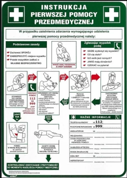 Tabliczka informacyjna Anro, Z-IB13-P, "Instrukcja pierwszej pomocy przedmedycznej"