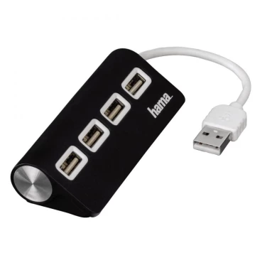 Rozgałęziacz - Hub Hama, 1:4, USB 2.0, czarny