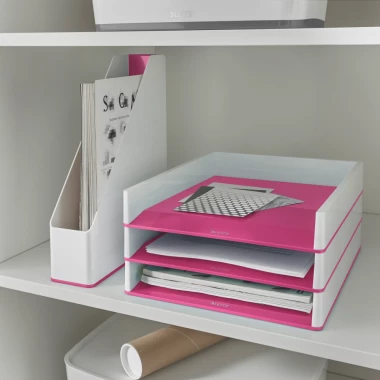 Półka na dokumenty Leitz Wow, A4, plastikowa, dwukolorowa, biało-różowy