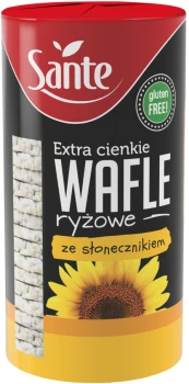 Wafle ryżowe Sante, ze słonecznikiem, extra cienkie, 110g