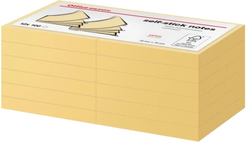 Karteczki samoprzylepne Office Depot, 76x76mm, 12x100 kartek, żółty pastelowy