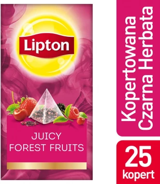 Herbata owocowa w piramidkach w kopertach Lipton, owoce leśne, 25 sztuk x 1.7g
