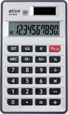 Kalkulator kieszonkowy Ativa AT-810, 10 cyfr, srebrny