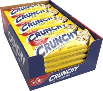 Baton Sante Crunchy, bananowy w polewie czekoladowej, 40g, 25 sztuk