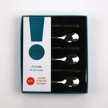 Łyżeczki do kawy Altom Design Future, 6 sztuk, w pudełku flok, srebrny
