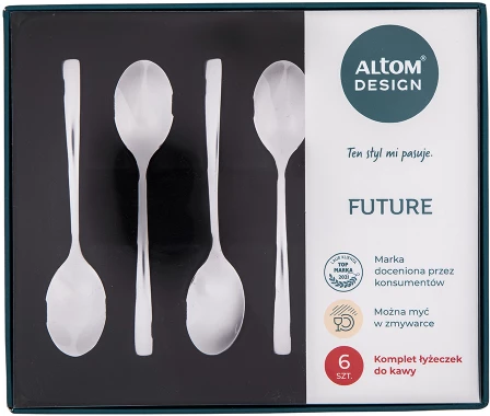 Łyżeczki do kawy Altom Design Future, 6 sztuk, w pudełku flok, srebrny