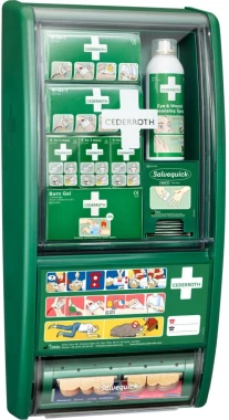 Apteczka ścienna Cederroth First Aid Station, z wyposażeniem, zielony