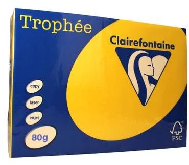 Papier kolorowy Clairefontaine Trophee, A4, 80g/m2, 500 arkuszy, żółty słonecznikowy