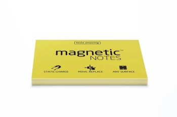 Karteczki elektrostatyczne Magnetic, 100x70mm, 100 sztuk, żółty