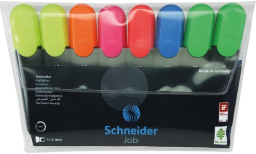 Zakreślacz Schneider, Job, ścięta, 8 sztuk, mix kolorów