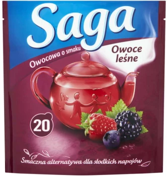 Herbata owocowa w torebkach Saga, owoce leśne, 20 sztuk x 1.7g