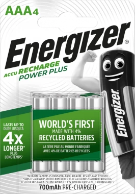 Akumulator Energizer Power Plus, AAA, HR03, 1.2V, 700mAh, 4 sztuki
