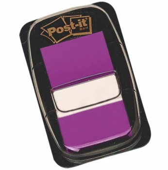 Zakładki samoprzylepne Post-it proste, indeksujące, folia, półtransparentne, 25x43mm, 1x50 sztuk, purpurowy