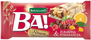 Baton zbożowy Bakalland BA! żurawina i pomarańcza, 40g