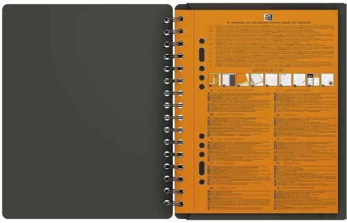 Kołonotatnik z teczką Oxford International Meetingbook, A5+, w kratkę, 80 kartek, szary