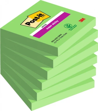 Karteczki samoprzylepne Post-it Super Sticky, 76x76 mm, 90 karteczek, zielony