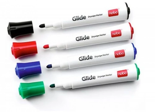 Marker suchościeralny Nobo, Glide, 3mm, 4 sztuki, mix kolorów