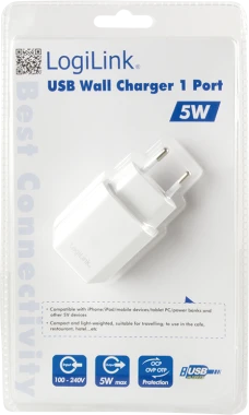 Ładowarka sieciowa USB LogiLink, 5W, biały