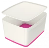 Pojemnik z pokrywką Leitz MyBox Wow,18l, biało-różowy