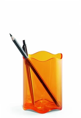 Pojemnik na długopisy Trend Durable, 80x102mm, tworzywo sztuczne, transparentny pomarańczowy
