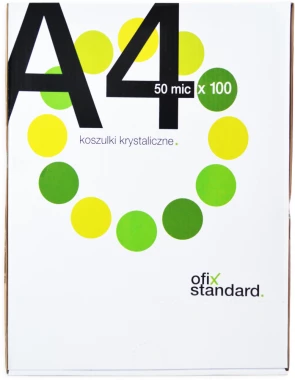 Koszulki krystaliczne Ofix Standard, A4, 50µm, w kartonie, 100 sztuk, transparentny