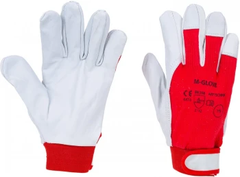 Rękawice wzmacniane M-Glove Technik, rozmiar 9, biało-czerwony