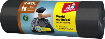 Worki na śmieci Jan Niezbędny, LD, 240l, 8 sztuk, czarny