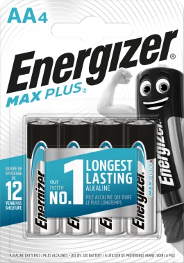 Bateria alkaiczna Energizer Max Plus, AA, LR6, 1.5V, 4 sztuki