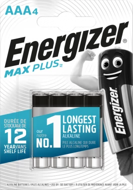 Bateria alkaliczna Energizer Max Plus, AAA, LR03, 1.5V, 4 sztuki