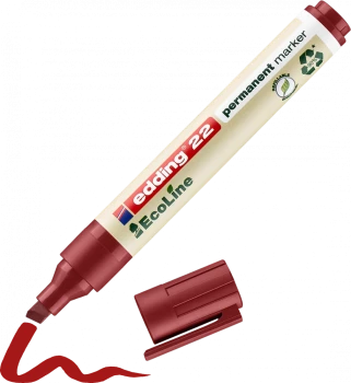 Marker permanentny edding 22 EcoLine, ścięta, 1-5mm, czerwony