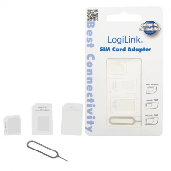 Adapter karty Dual Sim LogiLink, 3 sztuki, biały