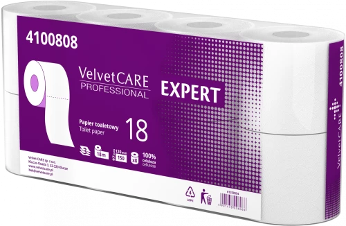Papier toaletowy Velvet Care Professional, 3-warstwowy, 18m, 8 rolek, biały