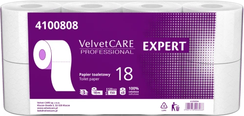 Papier toaletowy Velvet Care Professional, 3-warstwowy, 18m, 8 rolek, biały