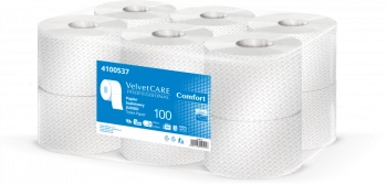 Papier toaletowy Velvet Care Professional Jumbo 100, 2-warstwowy, 100m, 12 rolek, biały