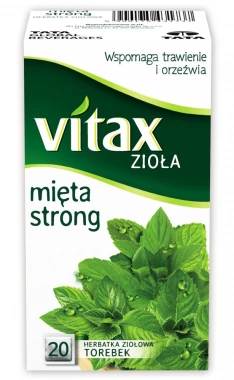 Herbata ziołowa w torebkach Vitax Zioła, mięta strong, 20 sztuk x 1.5g
