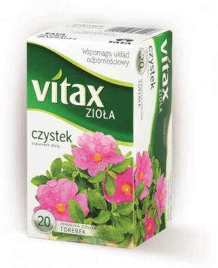 Herbata ziołowa w torebkach Vitax Zioła, czystek, 20 sztuk x 1.5g