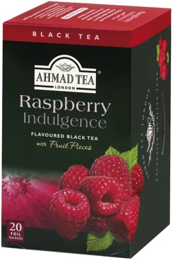 Herbata czarna aromatyzowana w kopertach Ahmad Tea Raspberry Indulgence, malina, 20 sztuk x 2g