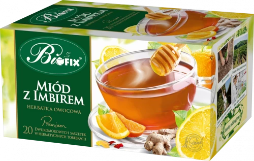 Herbata owocowa w kopertach BiFix Premium, miód z imbirem, 20 sztuk x 2g