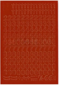 Cyfry samoprzylepne, 1 cm, 1 arkusz, czerwony