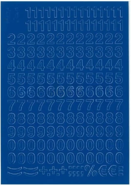 Cyfry samoprzylepne, 1 cm, 1 arkusz, niebieski
