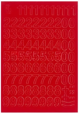 Cyfry samoprzylepne, 1.5 cm, 1 arkusz, czerwony