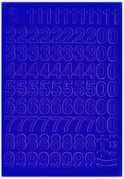Cyfry samoprzylepne, 1.5 cm, 1 arkusz, niebieski