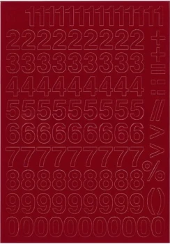 Cyfry samoprzylepne, 2 cm, 1 arkusz, czerwony
