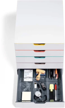 Pojemnik na dokumenty Durable Varicolor 5, z 5 kolorowymi szufladami, biały