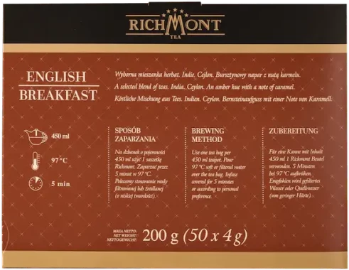 Herbata czarna w torebkach Richmont English Breakfast, 50 sztuk x 4g