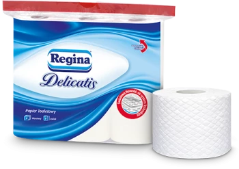 Papier toaletowy Regina Delicatis, 4-warstwowy, 9 rolek, biały