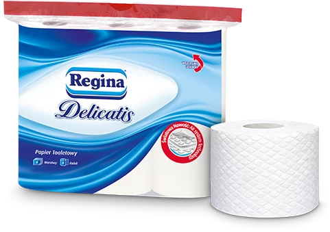 Papier toaletowy Regina Delicatis, 4-warstwowy, 9 rolek, biały