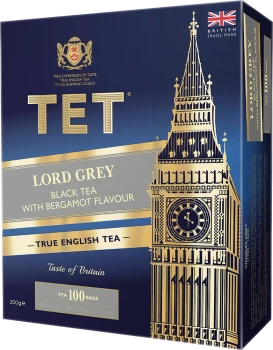 Herbata Earl Grey czarna aromatyzowana w torebkach Tet Lord Grey with Bergamot, z bergamotką, 100 x 2g