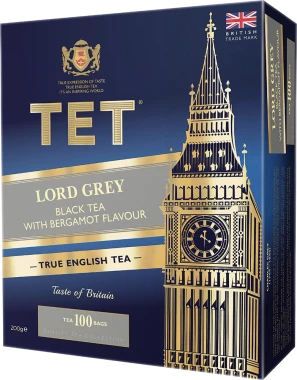 Herbata Earl Grey czarna aromatyzowana w torebkach Tet Lord Grey with Bergamot, z bergamotką, 100 x 2g