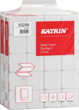 Ręcznik papierowy Katrin Classic 35298, dwuwarstwowy, w składce ZZ, 200 składek, biały